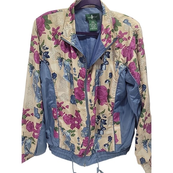 Hunt Club Jackets & Blazers - Hunt Club ‎ Vintage  90’s 100% Silk Floral Zipper Track jacket Sz Med Y2K